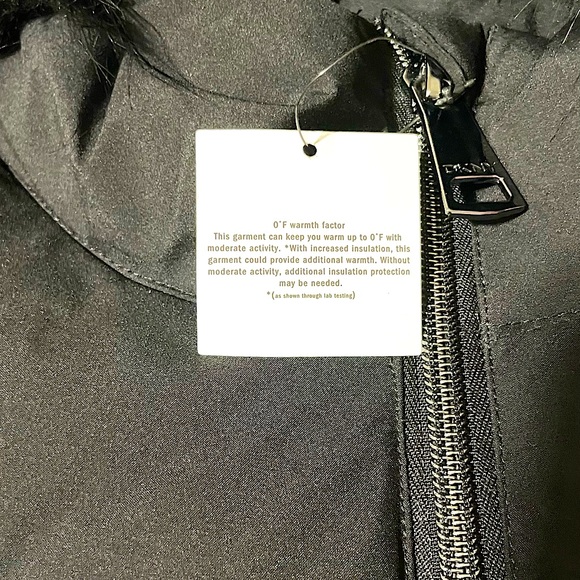 DKNY Hooded Puffer Jacket faux fur Size M Black. - Picture 11 of 16
